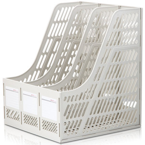 Deli Triple File Frame 9847 Blue Plastic File Holder Office Document Organizer Three Layer File Rack - Product Image 4