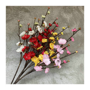 Flores artificiales Queyiyi, ramo de ciruelas de invierno en blanco, rojo, rosa y amarillo, flores en jarrón para decoración del hogar y jardín. - Product Image 4