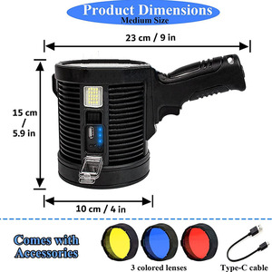 פנס זרקור רב עוצמה הוביל פנס זרקור ארוך & recharlight לשימוש חיצוני עם פנלים סולאריים - Product Image 2