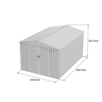Abri de jardin préfabriqué moderne en aluminium 8x12, écologique, facile à assembler, blanc/gris, résistant à la décomposition, imperméable et anti-rongeurs