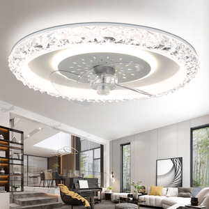<span class=keywords><strong>Lustre</strong></span> de <span class=keywords><strong>ventilateur</strong></span> de plafond en cristal <span class=keywords><strong>blanc</strong></span> moderne avec éclairage en acrylique et en fer intégré à distance pour une utilisation dans une pièce - Product Image 1