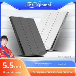 진마이 초박형 <span class=keywords><strong>3</strong></span>방향 1방향 스위치 |   호텔 및 가정용 벽 스위치용 난연 및 방화 회백색 - Product Image 5