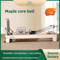 Reformer de Yoga y Pilates Fusion Maple con Carro para Programas Combinados de Flexibilidad y Fuerza, Equipos de Pilates y Yoga