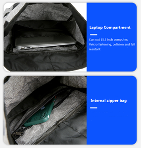 Roll Top Backpacks 46cm Foldable Laptop Backpack 15.5 Inch Heathered Mesh Pocket Internal Zip <b>Padded</b> Velcro Custom Logo 6 Colors - Product Image 3