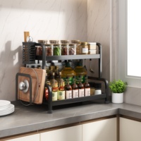 Étagère de rangement de cuisine moderne en fer à 3 niveaux |   Organisateur sur pied robuste et durable |   Porte-épices multifonctionnel en métal