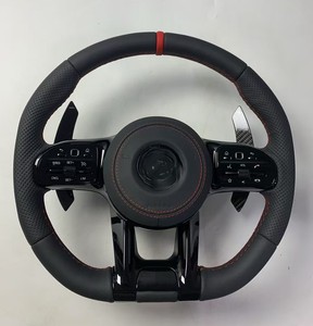 Volant en suède avec bande supérieure noire brillante en fibre de carbone et palettes de changement de vitesse pour Mercedes Benz Classe S C <span class=keywords><strong>C63s</strong></span> C55 GLA45 AMG - Product Image 4