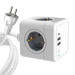 ปลั๊กพ่วงแบบ EU/US 4 ช่องเสียบ 3 พอร์ต USB พร้อมพอร์ตชาร์จเร็วแบบ Type C 250v 3.1A ปลั๊กพ่วงแบบลูกบาศก์ - Product Image 2