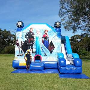 Castillo Inflable Comercial Azul Congelado con Tobogán Interior, Brincolín Inflable Seguro, Moonwalk, Casa de Brinco para Fiestas - Product Image 4