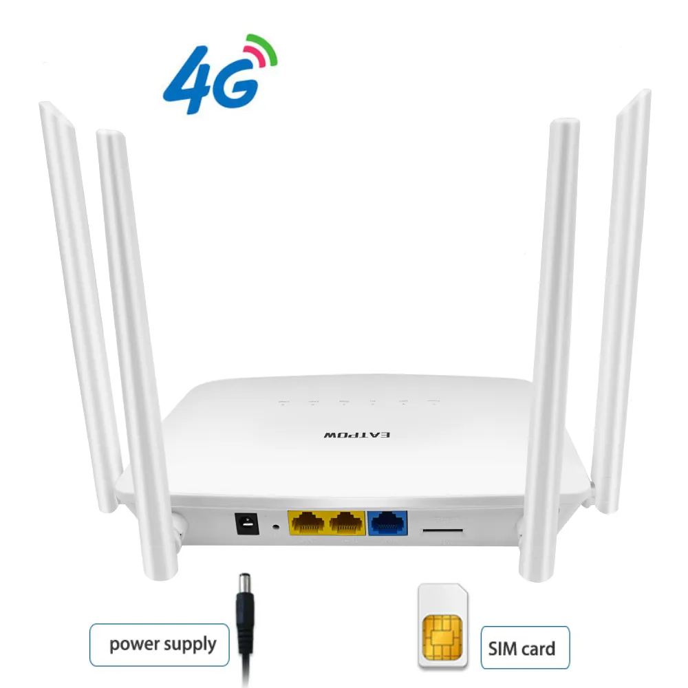 Roteador wifi 4g com multi slot para cartão sim, wi fi sim em roteadores 4g lte 4 * 5dbi antenas universal wi-fi roteador sim cartão