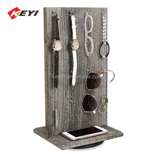 Hiện đại hai mặt bằng gỗ xoay trang sức hiển thị đứng thân thiện với môi Hooks cho bông tai đồng hồ đeo tay Keychains cho chương trình khuyến mãi - Product Image 1
