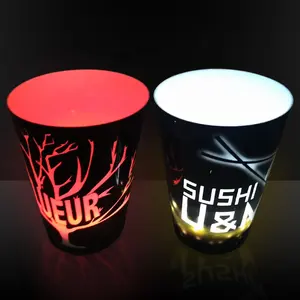 New Design Custom Led Flashing Cup Pp/Ps Led Beer Cup Water Sensing Led Glass Cup For Wedding Party