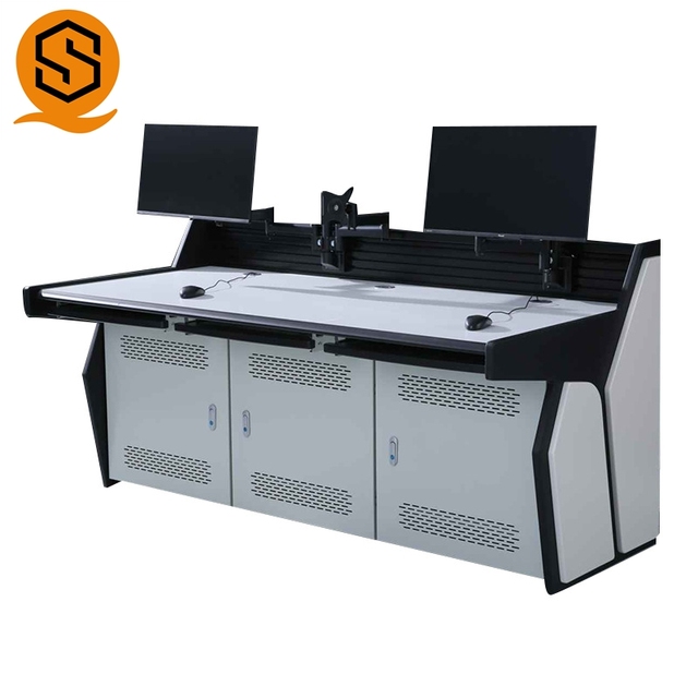 Ergonomic Custom Modern Broadcast Desk with Adjustable Height and Durable Design for Office Studio Control Center Furniture