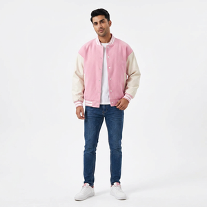 Customized Maroon Luxury Wool Varsity <b>Jacket</b> with <b>White</b> Sleeves Front Logo Breathable Design for <b>Men</b> - Product Image 1