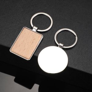 Porte-clés créatif en métal et bois de hêtre massif, sculpture laser du logo, porte-clés en bois de hêtre avec base métallique pour la publicité - Product Image 3
