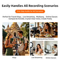 Microfono Lavalier Wireless a Doppio Canale con Schermo LCD, Memoria Interna da 4GB, Logo Personalizzabile per Creator di YouTube e TikTok