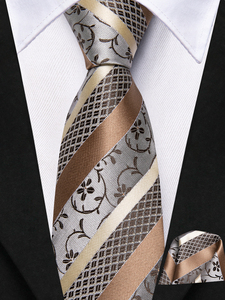 Cravatta Casual per Bambini e Ragazzi Hi-Tie, <span class=keywords><strong>Costume</strong></span> per Studenti, Esibizioni sul Palco, Uniforme a Righe Nere e Oro, Motivo Paisley in Poliestere - Product Image 3