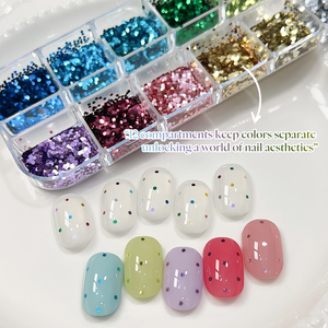 Missgooey Paillettes à ongles colorées à pois, couleurs mélangées, flocons de paillettes ronds pour la décoration des ongles, commande en gros, OEM - Product Image 4