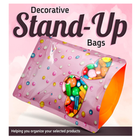 Sacs Doypack personnalisés imprimés LT, échantillon gratuit, rose, pour en-cas, bonbons, sachet debout thermoscellable, emballage anti-odeurs, sacs en Mylar 3,5 avec fenêtre