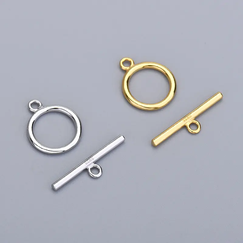 15mm OT Clasps Findings Connector 925 Sterling Silver 14K Gold Plated Necklace Bracelet Toggle Clasp for Jewelry Making