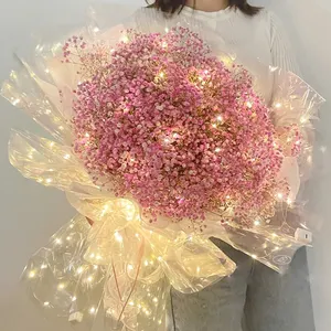 60*60cm LED 조명 플로리스트 포장지 발렌타인 데이 꽃다발 포장 파티 선물 사용자 정의 컬러 꽃 종이