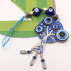Ornamento da appendere in lega smaltata blu con occhio di Allah e <span class=keywords><strong>albero</strong></span> della vita, decorazione per la casa, arte da parete, all'ingrosso - Product Image 2