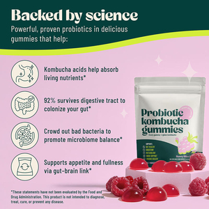 Gummies de Kombucha Vitamines Probiotiques pour Adultes Saveur Raisin Supplément de Probiotiques et Fibres 30 Gummies pour la Santé Intestinale - Product Image 4
