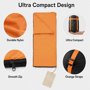 Lightweight Warm Nylon Rectangular Outdoor <b>Sleeping</b> <b>Bag</b> with Compression Sack for Camping Hiking Backpacking Travel - Product Image 2
