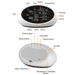 고정밀 공기질 측정기 TVOC PM2.5 PM1.0 PM10 CO2 감지기 실내용 가정용 공기질 모니터 - Product Image 2