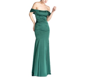 Abito da sera Sexy da donna con spalle scoperte alla moda in tinta unita 2024 nuovo arrivo - Product Image 1