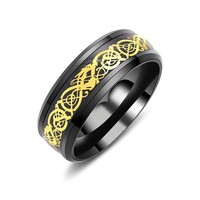 YK nouveau Style mode lumière luxe dominateur bord incliné mâle incrusté Dragon motif anneau personnalisé en gros