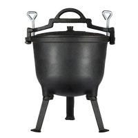 Chaudière de chasse 10 L en fonte, marmite hollandaise, four à bois pour camping, barbecue, avec couvercle