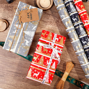 New Design Christmas Gift Roll <b>Wrap</b> Brush Gold <b>White</b> Kraft <b>Paper</b> 43*300 cm - Product Image 6