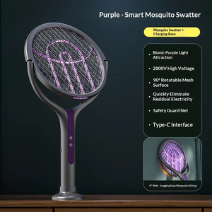 Matamoscas Eléctrico Telescópico Giratorio de 90 Grados, Asesino de Moscas y Mosquitos con Mango Extensible, Recargable, Eliminador de Insectos - Product Image 5