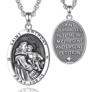 Merryshine 925 joyería religiosa de plata esterlina St Michael/Christopher/Jude/Benedict/Joseph/ Saint Anthony collar de medalla - Product Image 1