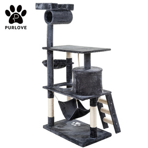 ต้นไม้แมว Purlove แบบหลายชั้น พร้อมเสาข่วนและเปลสำหรับแมวในบ้าน - Product Image 1
