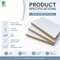 Panneau MDF mélaminé Jinbase 18 mm, blanc nacré, finition douce, E0, 1220x2440 mm, panneau de fibres à densité moyenne stratifié mélamine pour meubles