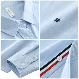 Camicia Oxford a Maniche Lunghe Personalizzabile per Uomo con Abbottonatura a Righe, Abbigliamento Aziendale per Ordini all'Ingrosso, Fornitore OEM/ODM - Product Image 5