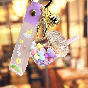 New Arrival Milk Tea Cup Keychain With Liquid Quicksand Bubble Tea Keychain Fruit Milk Tea Keychain - Product Image 6