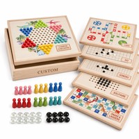 Jeu de société multifonctionnel en bois 6-en-1 personnalisé OEM : Dames chinoises, Ludo, Gomoku, Serpents et Échelles, Solitaire – Jouet éducatif pour la famille et les fêtes
