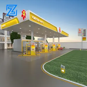 fuel station set steel structure space frame accessories gas filling station canopy and gas station equipment