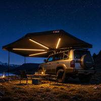 270-Grad-Autodachzelt mit LED-Beleuchtung, 4WD-Vordach, 270-Grad-4x4-Offroad-Autodachvordach, gerader Ausleger, faltbares Vordach