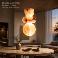 Lampes suspendues LED en marbre de taille moyenne, design minimaliste moderne, style espagnol, pour bureau, bar, chambre à coucher, chevet, à intensité variable