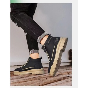 Men Casual White Sneakers Pu Thick-soled Height-increasing <b>Work</b> <b>Boots</b> Men - Product Image 6