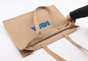 Wholesale Plain Shopper <strong>Bag</strong> <strong>Custom</strong> <strong>Printed</strong> Large Natural Eco Friendly Burlap <strong>Jute</strong> Shopping <strong>Tote</strong> <strong>Bag</strong> With <strong>Custom</strong> <strong>Printed</strong> Logo - Product Image 5