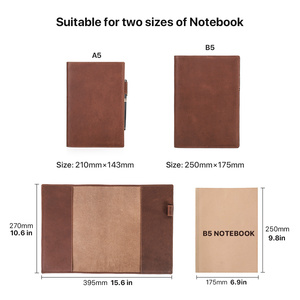 <strong>A5</strong> B5 Custom Leather Book Cover Retro Refillable Wholesale Genuine Leather Journal <strong>Notebook</strong> Planner Cover <strong>with</strong> Pen Slot - Product Image 4