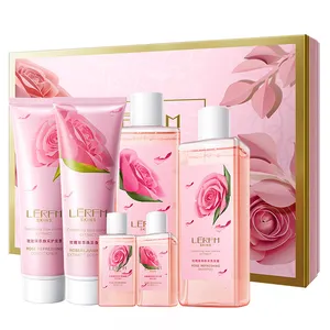 Private Label Feuchtigkeitsspendende Körperpflege Bad Spa Kit Geschenk Set Körper Lotion Pflege Rose Extrakt Shampoo Set