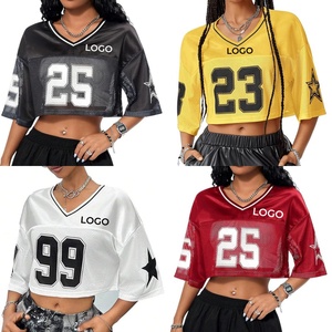 Nuova Maglia Oversize 3XL Personalizzata per Donne, T-Shirt Estiva Traspirante in Rete con Stampa Sublimatica, Stile Football - Product Image 1