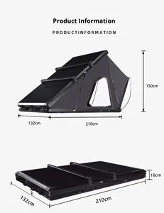 Tente <span class=keywords><strong>de</strong></span> <span class=keywords><strong>toit</strong></span> <span class=keywords><strong>de</strong></span> voiture pliable à coque souple pour 3 personnes, tente <span class=keywords><strong>de</strong></span> camping familiale, imperméable, protection UV, avec annexe pour fourgonnette, SUV, camion - Product Image 6