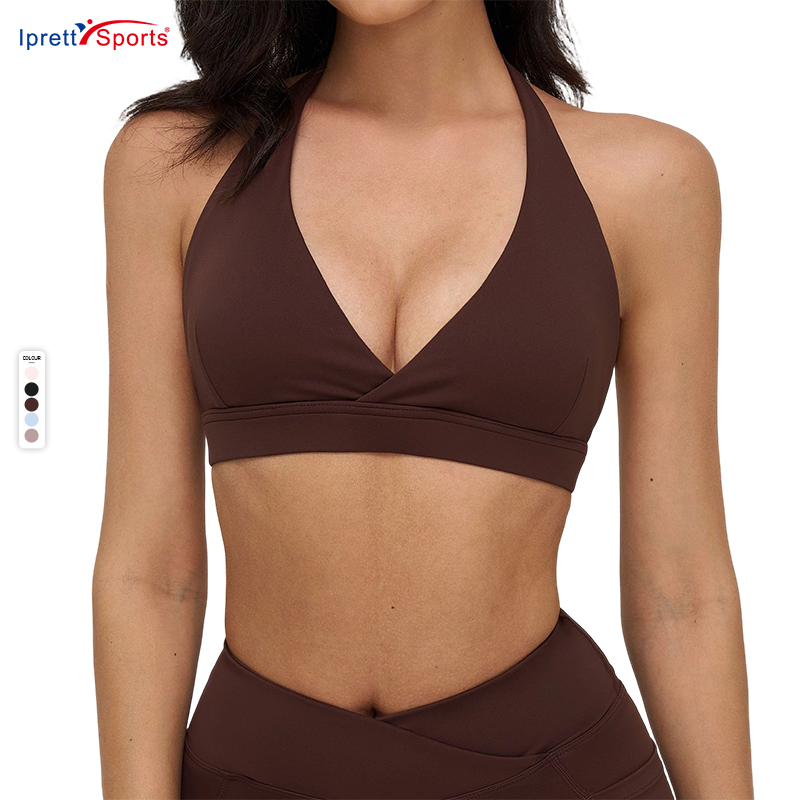 Sexy Hot Women's High Support Yoga Sports Bra Crossed V-Neck Quick Dry Breathable Gym Fitness Backless Running Bra Sport Tops