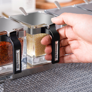 4pcs Cucina <span class=keywords><strong>sale</strong></span> <span class=keywords><strong>e</strong></span> <span class=keywords><strong>zucchero</strong></span> condimento box spezia vaso set con ripiano - Product Image 3